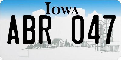 IA license plate ABR047
