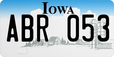 IA license plate ABR053