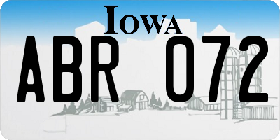 IA license plate ABR072