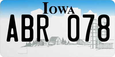 IA license plate ABR078