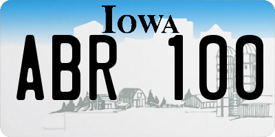 IA license plate ABR100