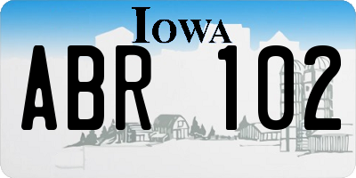 IA license plate ABR102