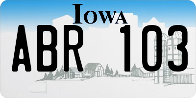 IA license plate ABR103