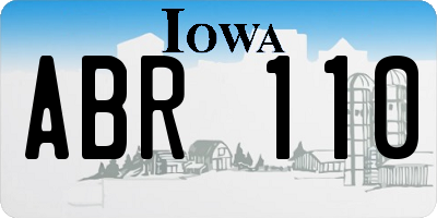 IA license plate ABR110