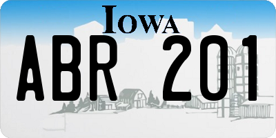 IA license plate ABR201
