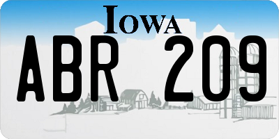 IA license plate ABR209