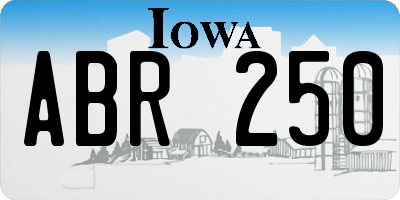 IA license plate ABR250
