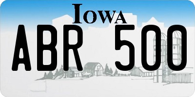 IA license plate ABR500