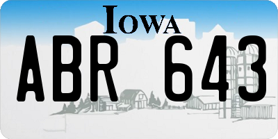 IA license plate ABR643
