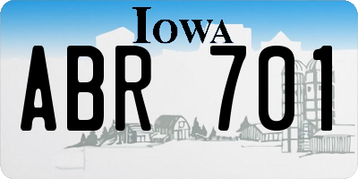IA license plate ABR701