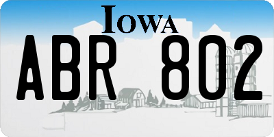 IA license plate ABR802
