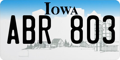 IA license plate ABR803