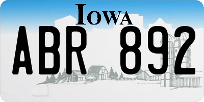 IA license plate ABR892