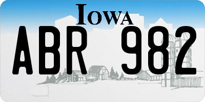 IA license plate ABR982