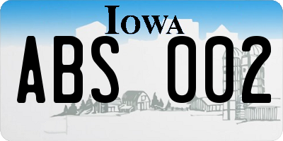 IA license plate ABS002