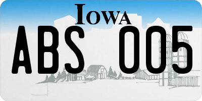 IA license plate ABS005