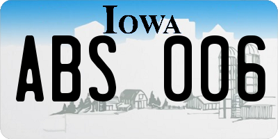 IA license plate ABS006