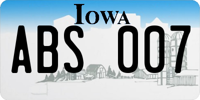 IA license plate ABS007