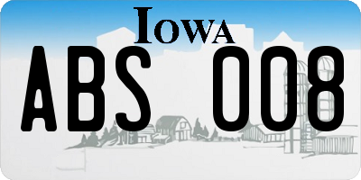 IA license plate ABS008