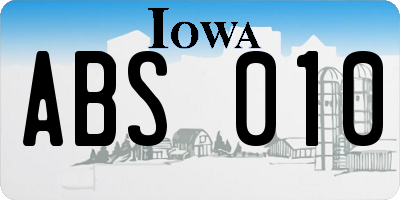 IA license plate ABS010
