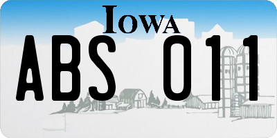 IA license plate ABS011