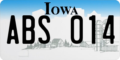 IA license plate ABS014