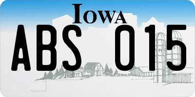 IA license plate ABS015
