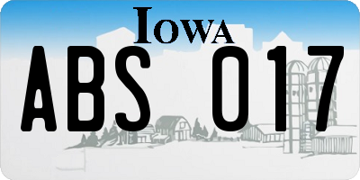 IA license plate ABS017