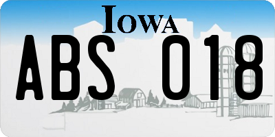 IA license plate ABS018