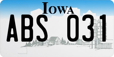 IA license plate ABS031