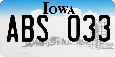 IA license plate ABS033