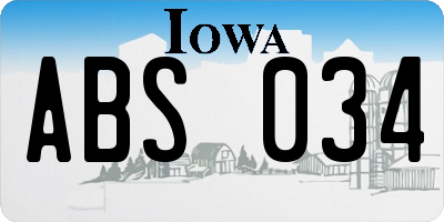 IA license plate ABS034