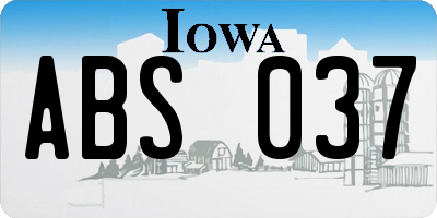IA license plate ABS037