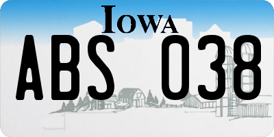 IA license plate ABS038