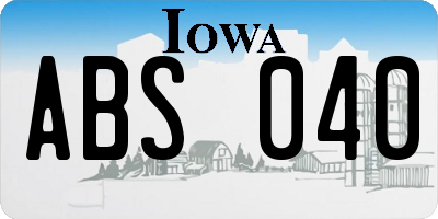 IA license plate ABS040