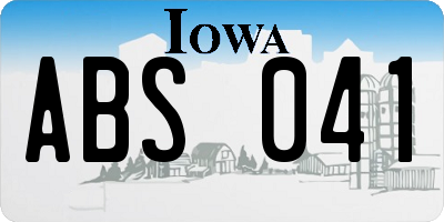IA license plate ABS041