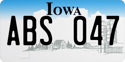IA license plate ABS047
