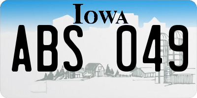 IA license plate ABS049