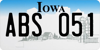 IA license plate ABS051