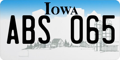 IA license plate ABS065