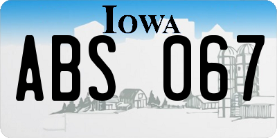 IA license plate ABS067