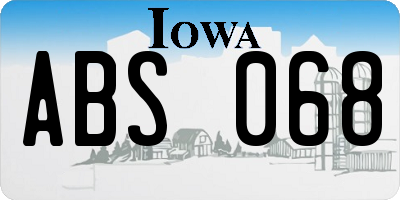 IA license plate ABS068