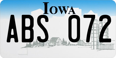 IA license plate ABS072