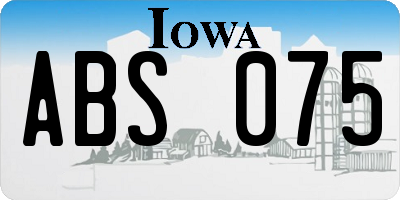 IA license plate ABS075