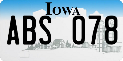 IA license plate ABS078