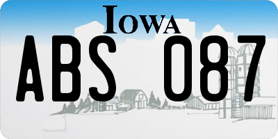 IA license plate ABS087