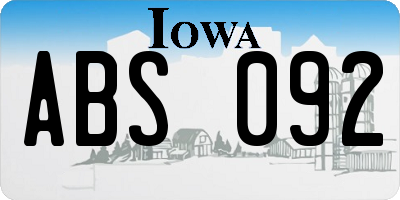 IA license plate ABS092