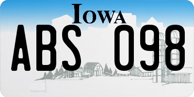 IA license plate ABS098