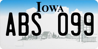 IA license plate ABS099