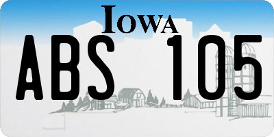 IA license plate ABS105